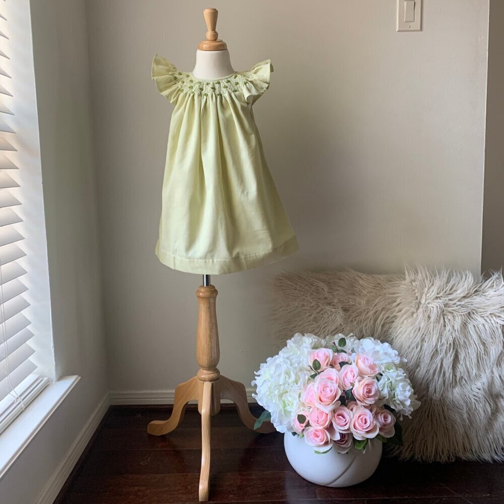 NWT Beautiful Girls Embroidered Smocked Bishop Dress Spring Botanicals Green 11Y - Picture 6 of 6